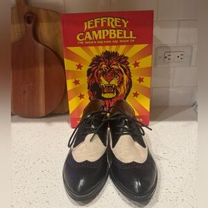 Jeffrey Campbell Two-Tone Black and Cream Wingtip Oxfords